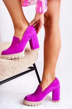 Modne Czółenka Na Platformie Lewski Shoes 3196 Fuksja