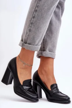 Modne Czółenka Na Słupku Czarne Florence