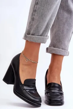 Modne Czółenka Na Słupku Czarne Florence