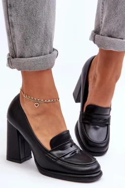 Modne Czółenka Na Słupku Czarne Florence