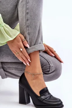 Modne Czółenka Na Słupku Czarne Florence