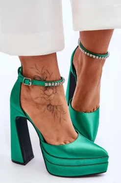 Modne Czółenka Na Słupku Zielone Santoro