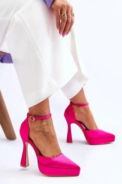 Modne Czółenka Na Szerszej Szpilce Fuksja Madness