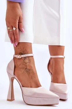 Modne Czółenka Na Szerszej Szpilce Jasnoróżowe Madness