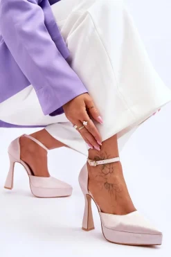 Modne Czółenka Na Szerszej Szpilce Jasnoróżowe Madness