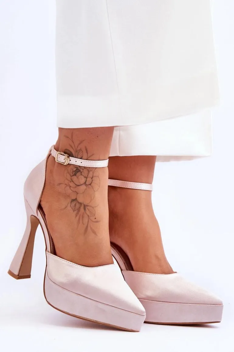 Modne Czółenka Na Szerszej Szpilce Jasnoróżowe Madness