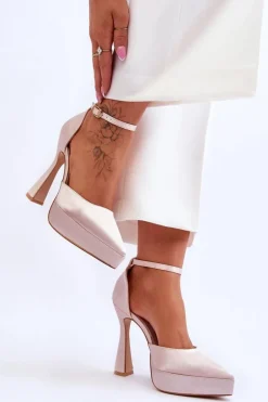 Modne Czółenka Na Szerszej Szpilce Jasnoróżowe Madness