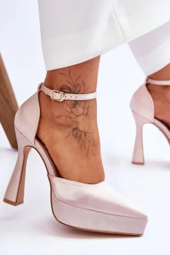 Modne Czółenka Na Szerszej Szpilce Jasnoróżowe Madness