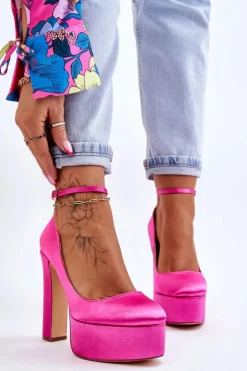 Modne Czółenka Na Wysokim Słupku Fuksja Hayden
