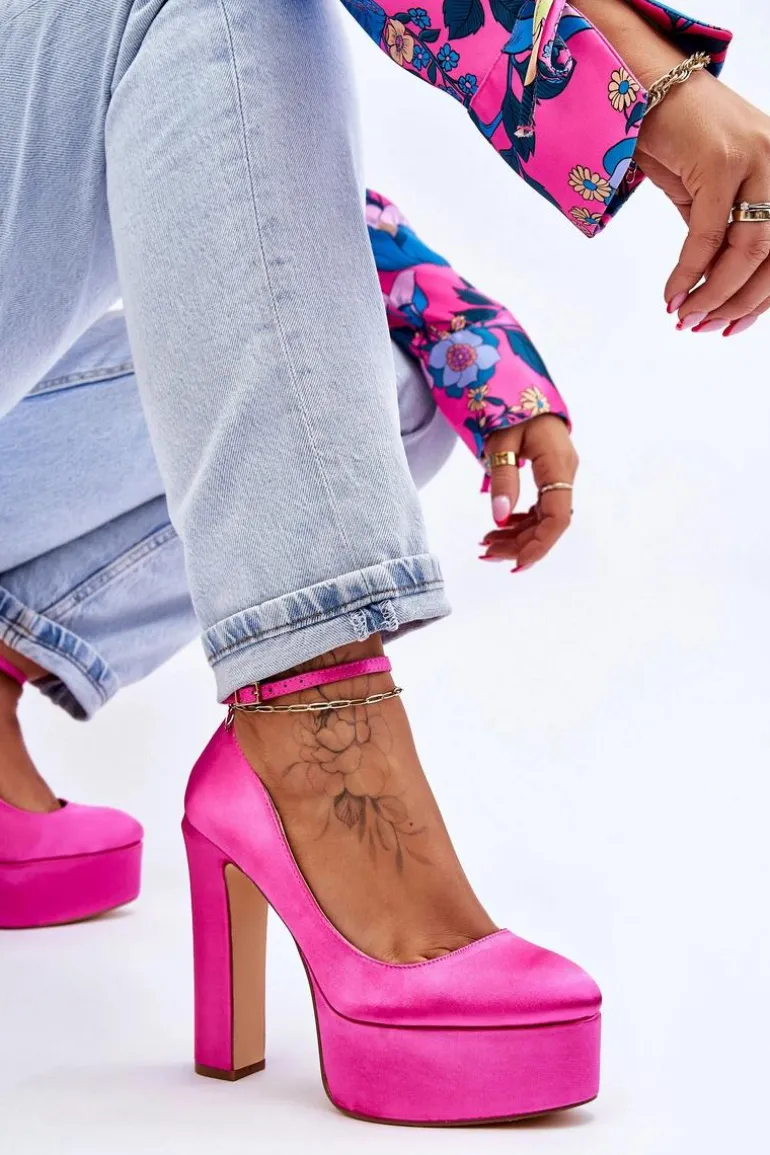 Modne Czółenka Na Wysokim Słupku Fuksja Hayden