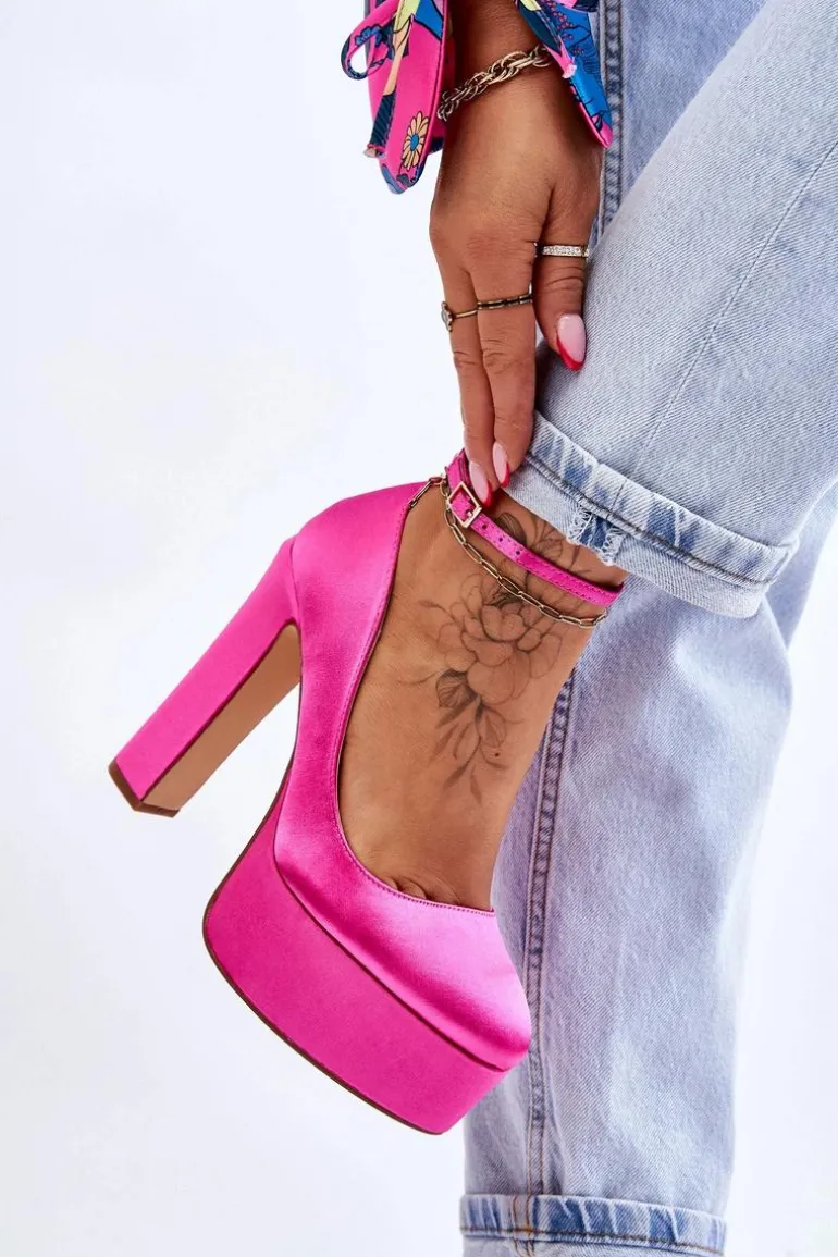 Modne Czółenka Na Wysokim Słupku Fuksja Hayden