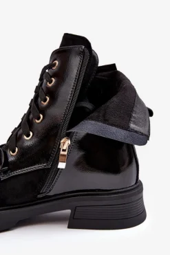 Modne Damskie Botki Na Suwak Z Ozdobami D&A MR870-76 Czarne