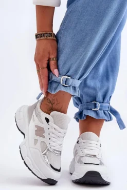 Modne Damskie Buty Sportowe Z Siateczką Białe Venice