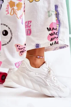 Modne Damskie Buty Sportowe Sneakersy Białe Sollero