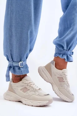 Modne Damskie Buty Sportowe Z Siateczką Beżowe Venice