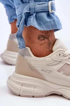 Modne Damskie Buty Sportowe Z Siateczką Beżowe Venice