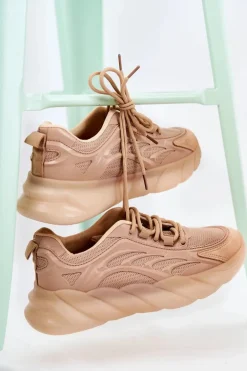 Modne Damskie Buty Sportowe Sneakersy Beżowe Sollero