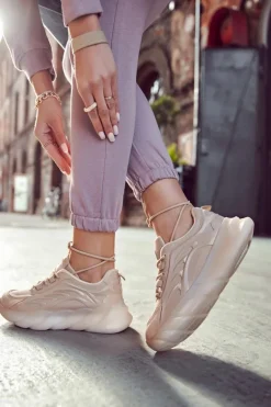 Modne Damskie Buty Sportowe Sneakersy Beżowe Sollero
