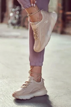 Modne Damskie Buty Sportowe Sneakersy Beżowe Sollero