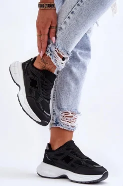 Modne Damskie Buty Sportowe Z Siateczką Czarne Venice