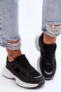 Modne Damskie Buty Sportowe Z Siateczką Czarne Venice