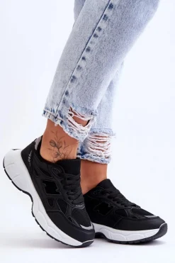 Modne Damskie Buty Sportowe Z Siateczką Czarne Venice