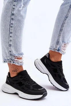 Modne Damskie Buty Sportowe Z Siateczką Czarne Venice