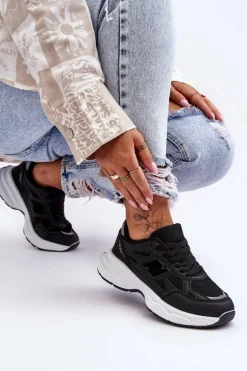 Modne Damskie Buty Sportowe Z Siateczką Czarne Venice