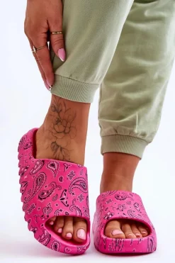 Modne Damskie Klapki Na Masywnej Platformie Fuksja Lorette