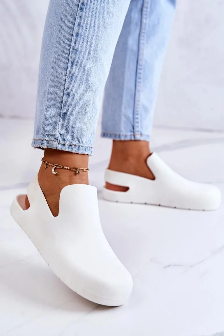 Modne Gumowe Chodaki Białe Meriko II GAT.