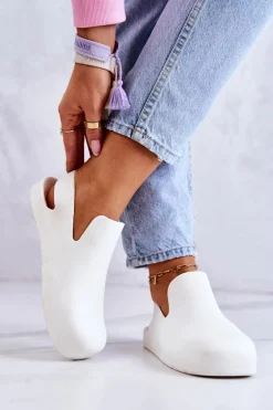 Modne Gumowe Chodaki Białe Meriko II GAT.