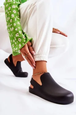 Modne Gumowe Chodaki Czarne Meriko