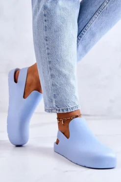 Modne Gumowe Chodaki Niebieskie Meriko