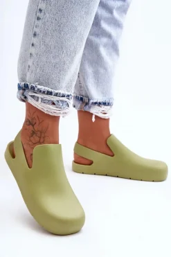 Modne Gumowe Chodaki Zielone Meriko