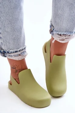 Modne Gumowe Chodaki Zielone Meriko