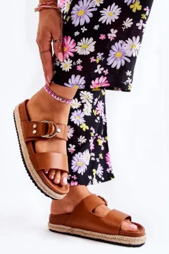 Modne Klapki Damskie Beżowe Penelopa