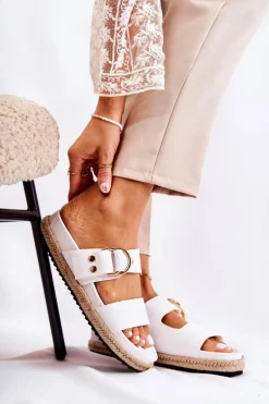 Modne Klapki Damskie Białe Penelopa