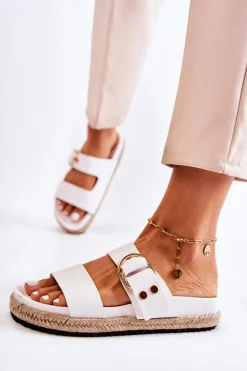 Modne Klapki Damskie Białe Penelopa