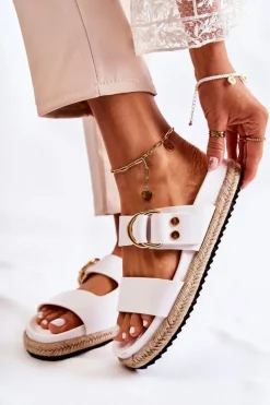 Modne Klapki Damskie Białe Penelopa