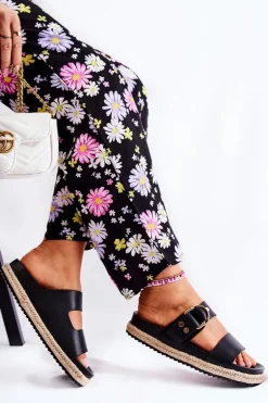 Modne Klapki Damskie Czarne Penelopa