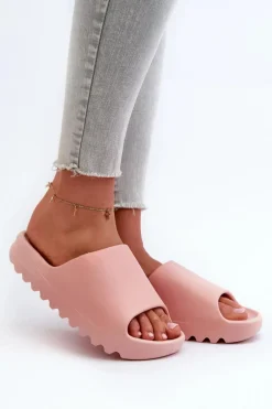 Modne Klapki Na Platformie Różowe Estella