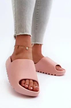 Modne Klapki Na Platformie Różowe Estella