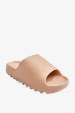 Modne Klapki Na Platformie Beżowe Estella