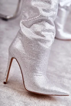 Modne Kozaki Na Szpilce Z Cyrkoniami Srebrne Lovisa