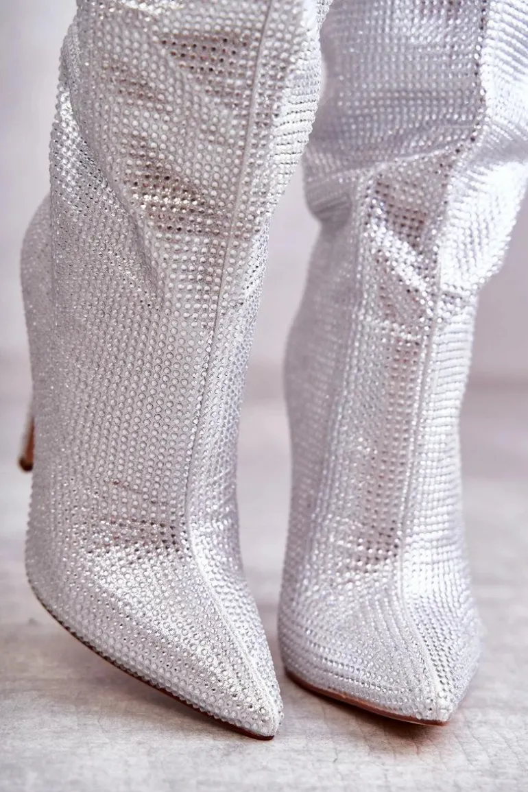 Modne Kozaki Na Szpilce Z Cyrkoniami Srebrne Lovisa