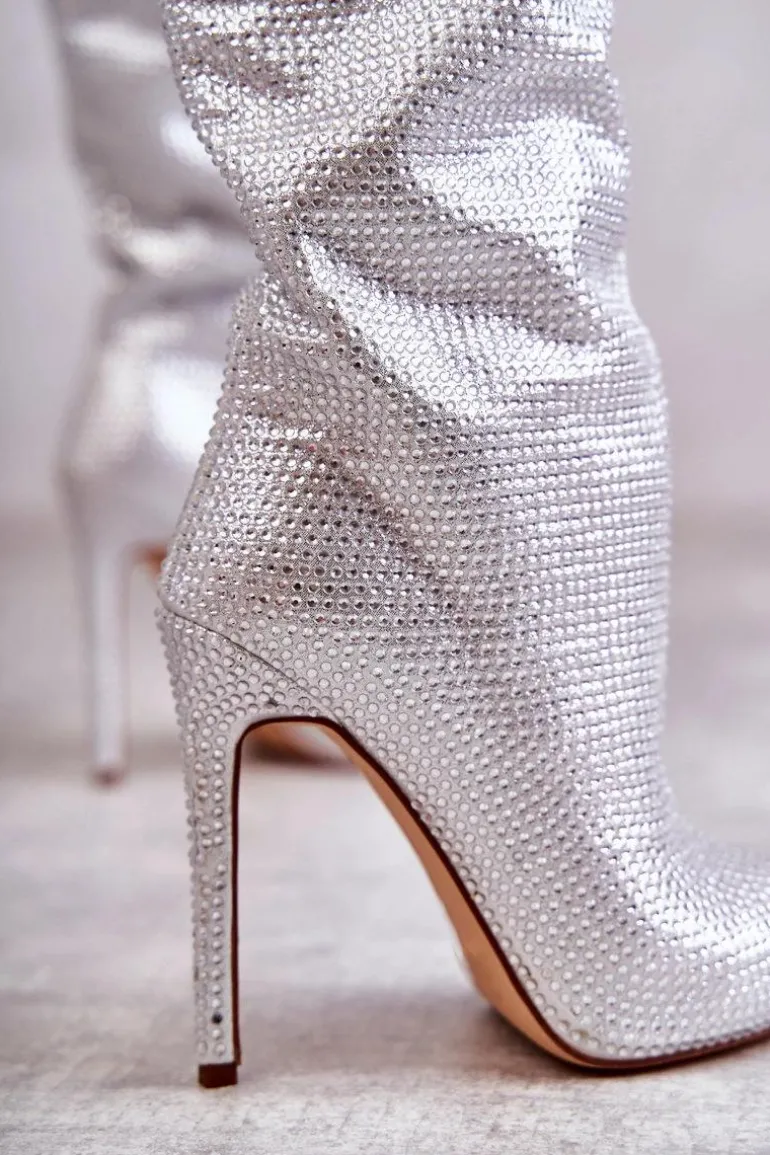 Modne Kozaki Na Szpilce Z Cyrkoniami Srebrne Lovisa