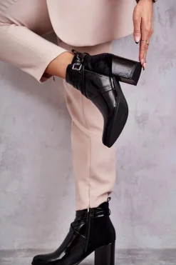 Modne Lakierowane Botki La.Fi 260037B-LA Czarne