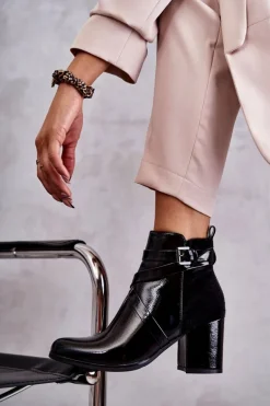 Modne Lakierowane Botki La.Fi 260037B-LA Czarne