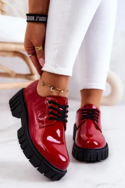 Modne Lakierowane Półbuty La.Fi 210013R-LA Czerwone