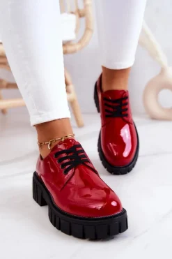 Modne Lakierowane Półbuty La.Fi 210013R-LA Czerwone
